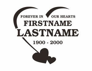 In Memory Decal Forever Hearts Design