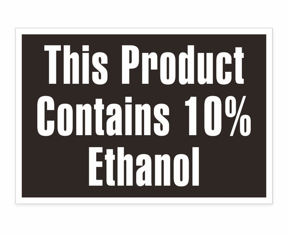 Contains 10% Ethanol Decal