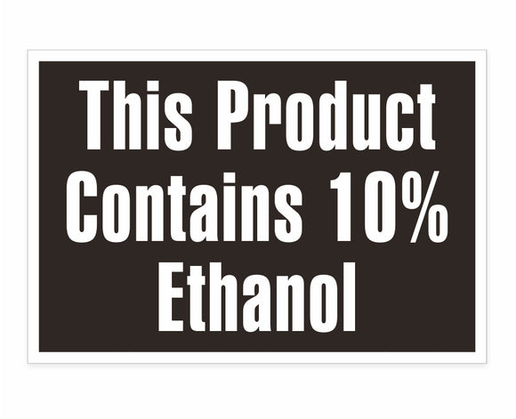 Contains 10% Ethanol Decal