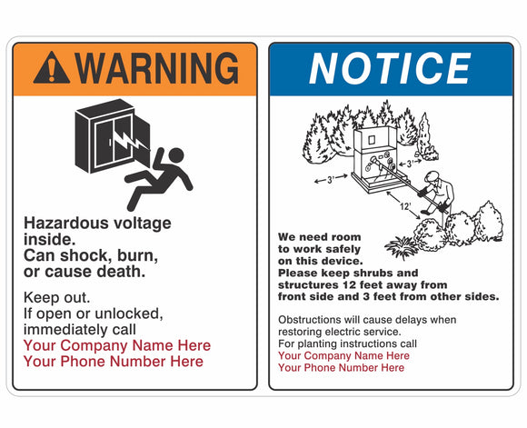 Warning Hazardous Voltage Obstruction Notice