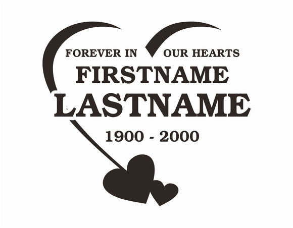 In Memory Decal Forever Hearts Design