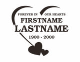 In Memory Decal Forever Hearts Design