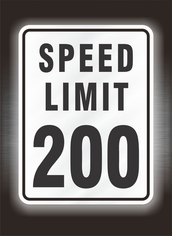 200 mph Speed Limit Sign in Reflective