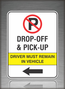 No Parking Drop Off Left Arrow