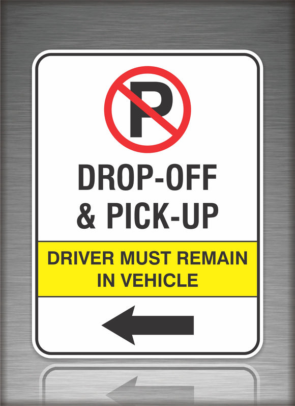 No Parking Drop Off Left Arrow